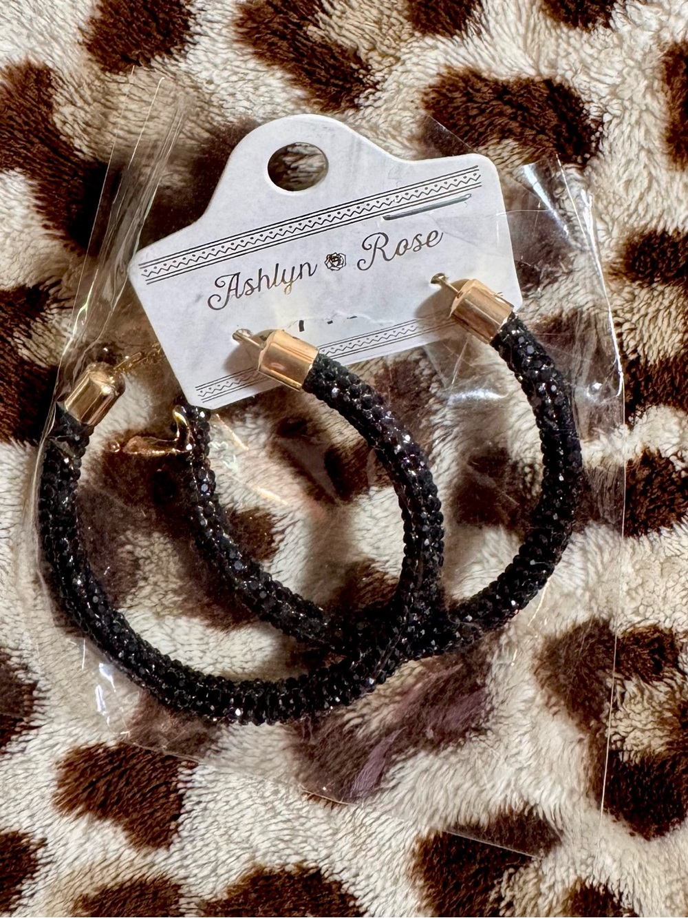 Ashlyn Rose Black Crystal Hoop Earrings